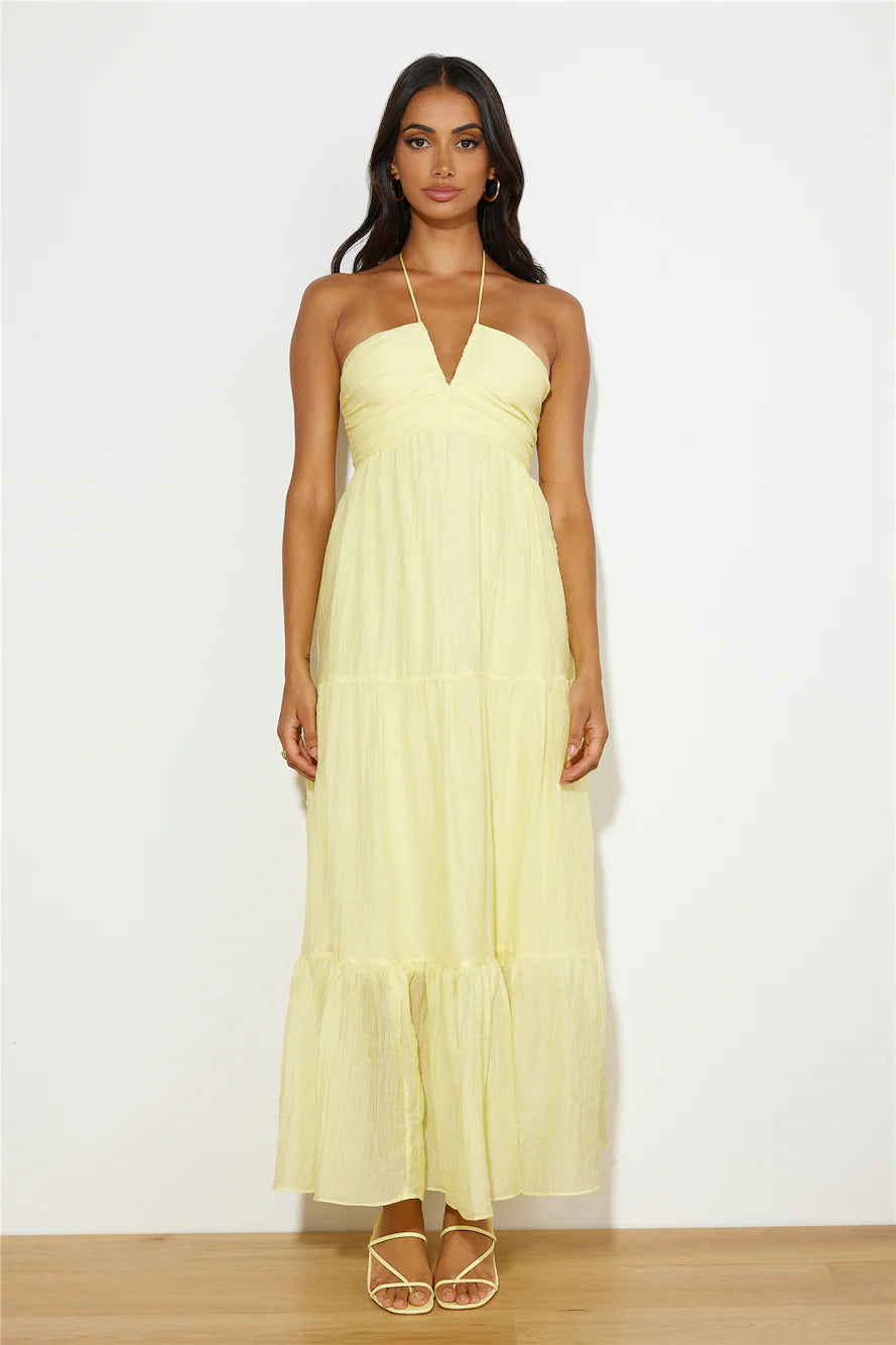 Vestido Maxi Halter Limão