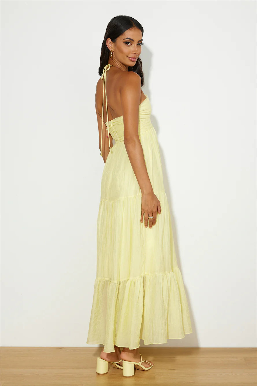 Vestido Maxi Halter Limão