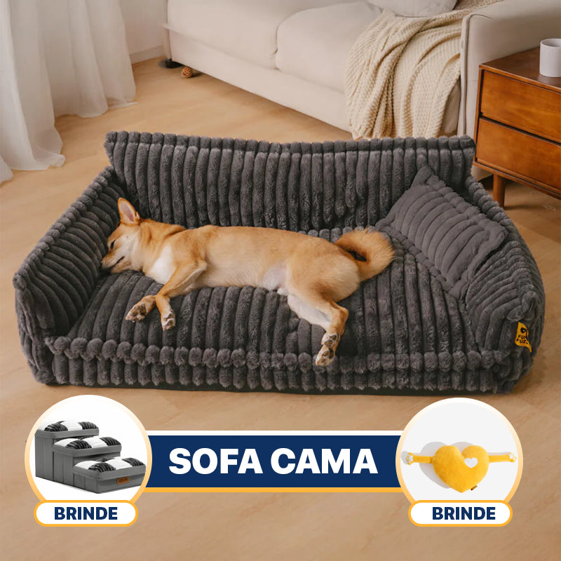 Sofá Cama Acolchoada Ortopédico Para Pet +2BRINDES: Escadinha + Pelúcia