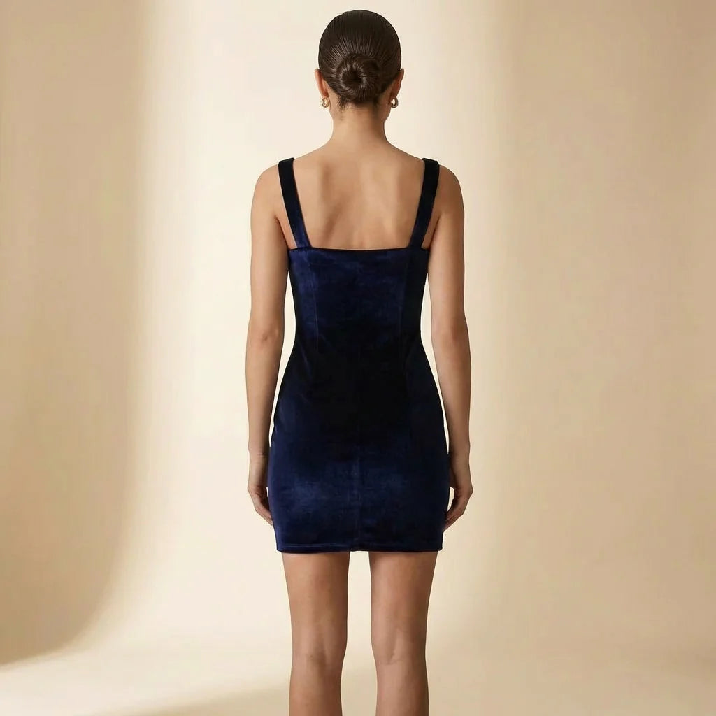 Vestido Curto Azul Sem Mangas