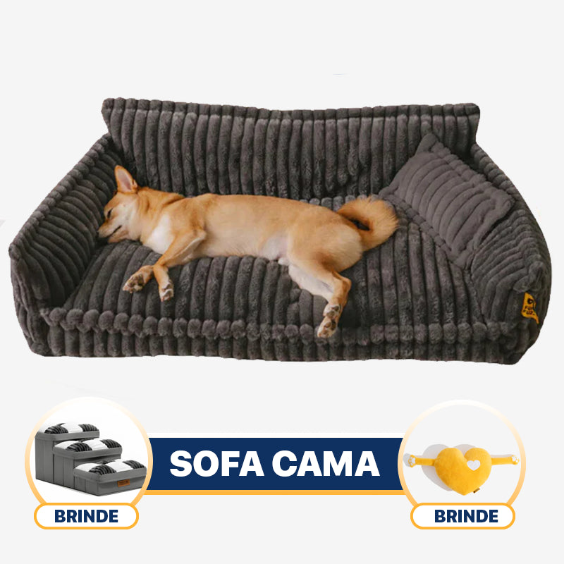 Sofá Cama Acolchoada Ortopédico Para Pet +2BRINDES: Escadinha + Pelúcia